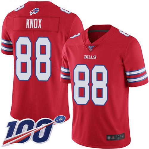 Men Buffalo Bills #88 Dawson Knox Limited Red Rush Vapor Untouchable 100th Season NFL Jersey